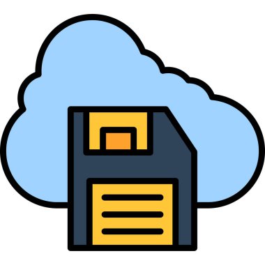 Bulut depolama simgesi renk ana hatları vektörü