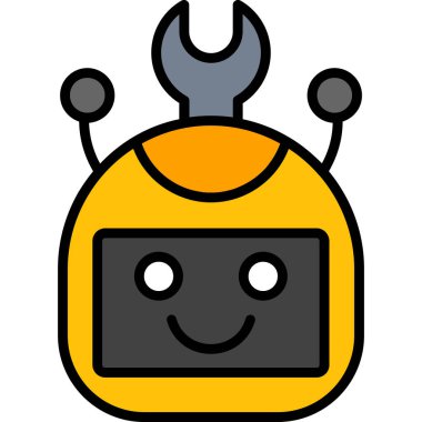 Açık gözlü mutlu çizgi film robotu vektör çizimi