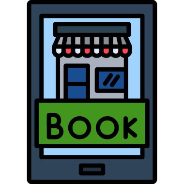 Kitapçı. Web simgesi basit illüstrasyon