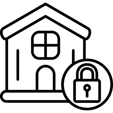 ev anahtarı kilidi simgesi ana hat biçiminde