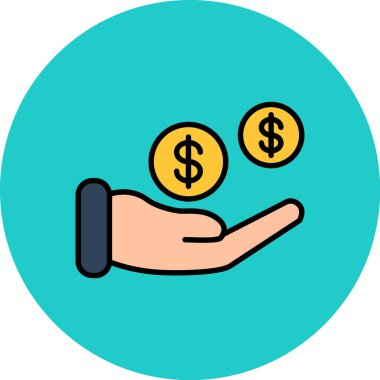 Para için. Basit düz renk simgesi