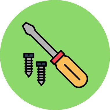 tornavida ve anahtar simgesi, düz tasarım