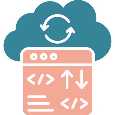 Bulut Hesaplama. Web simgesi basit illüstrasyon