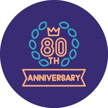 Seksen yıllık kutlama rozeti tasarımı, vektör illüstrasyonu