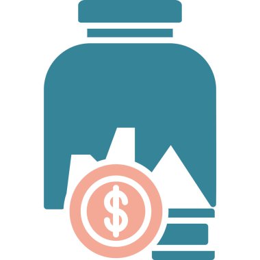 Para çantası vektör simgesi. düz stil bicolor ve gri sembol. yuvarlak açılar, gri arkaplan.