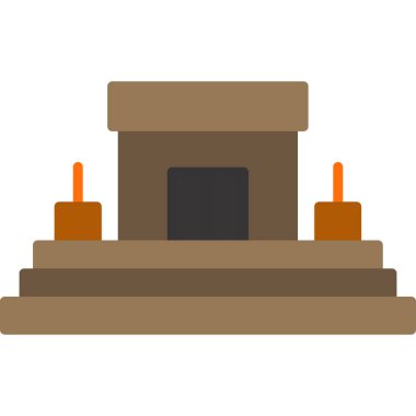 Şömine Simgesi, vektör illüstrasyonu