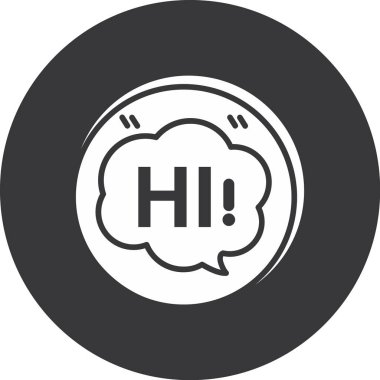 Merhaba metin simgesine sahip siyah konuşma balonu beyaz arkaplanda izole edildi. Merhaba konuşma balonu işareti. vektör illüstrasyonu