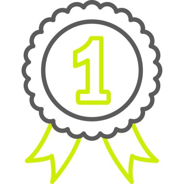 birincilik vektör simgesi. biçim çift renkli düz yuvarlak sembol, eko yeşil ve gri renkler, yuvarlak açılar, beyaz arkaplan.