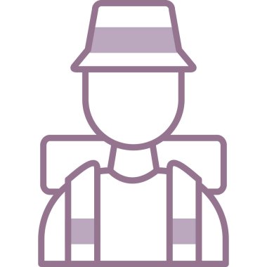 Şapkalı çiftçi, resimli, beyaz arka planda vektör.