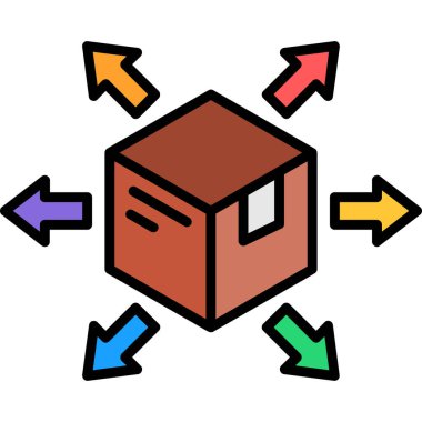 kutu teslimat simgesi renk ana hatları vektörü