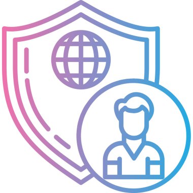 Koruyucu kalkan simgesindeki bir adamın vektör çizimi