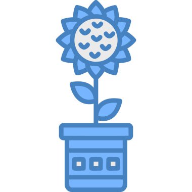 pot simgesinde, vektör çizim bitki