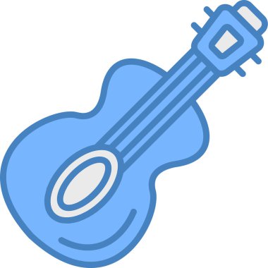akustik gitar müzik simgesi düz stil