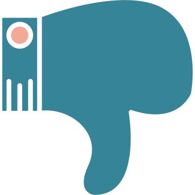 Başparmak aşağı vektör simgesi. Tarzıdır bicolor düz sembolü, gri ve mavi renkler, yuvarlak açılar, beyaz arka plan.