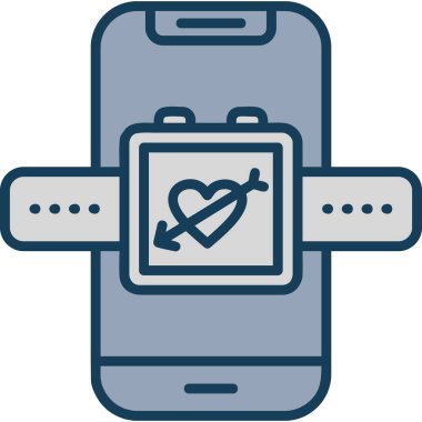 telefon kalp ikonu doldurulmuş ana hatlar biçiminde