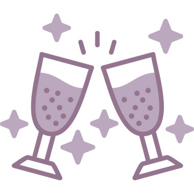 şarap kadehleri simgesi, vektör illüstrasyonu