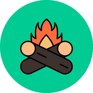 ateş ikonu vektör illüstrasyonu. Alev alev yanan