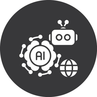 yapay zeka robot simgesi, vektör illüstrasyonu