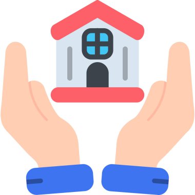 ev simgesi ile el, vektör illüstrasyonu