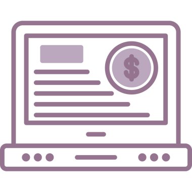 dolar banknotları simge vektör çizim tasarımı içeren dizüstü bilgisayar