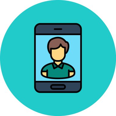 Cep telefonu vektör illüstrasyonlu adam