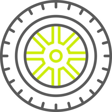 Lastik simgesi ve vektör çizimi beyaz arkaplanda izole edildi