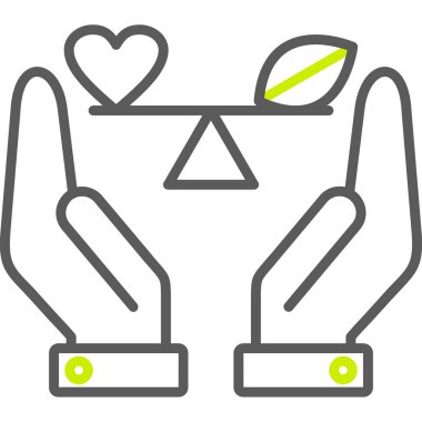 Kalp ikonu olan bir el. Bir kalp sembolünün özet çizimi