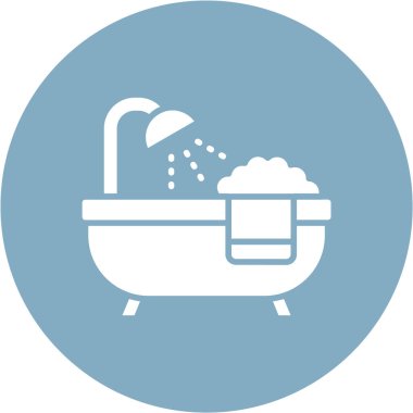 duş banyosu vektör çift renkli yuvarlak simge. resim biçimi bir daire içinde düz simge sembolü, kobalt ve cyan renkleri, beyaz arkaplan.