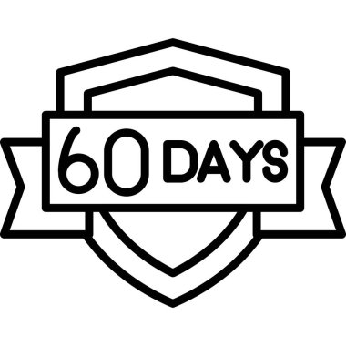 60 gün siyah simge, vektör işareti, beyaz kavram üzerine düz zemin. düz çizim, sembol