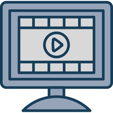 Bilgisayar monitörü. Web simgesi basit illüstrasyon