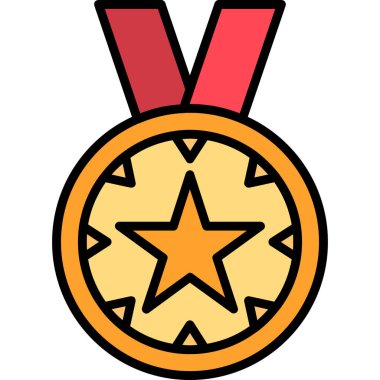 Madalya ödüllü ikon doldurulmuş taslak biçiminde