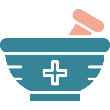 Eczane tıp ikonu. bicolor düz sembol, kobalt ve cyan renkler, yuvarlak açılar, beyaz arkaplan