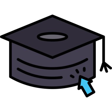 Mezuniyet başlığı simgesi renk ana hatları vektörü