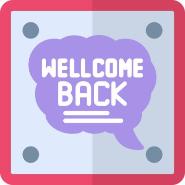 Mesaj işareti hoş geldin diyor. iş fotoğrafı metnini tekrar hoş geldiniz ya da asimetrik biçimsiz biçim şablonu çoklu hatlarına geri vermek için birine selamlar