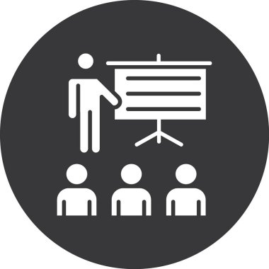 Beyaz arkaplanda sunum simgesi vektörü