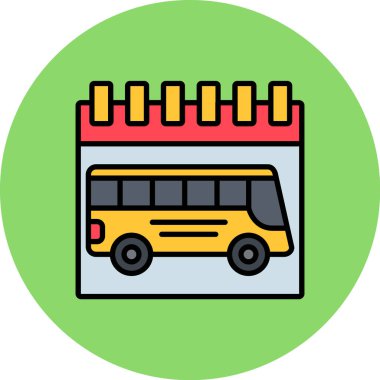 Okul Otobüs Simgesi Vektör İllüstrasyonu
