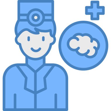 Beyin doktoru tıbbi simgesi tam ana hatlarıyla