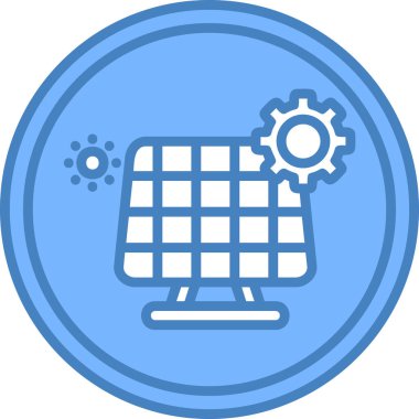 Güneş paneli simgesi. Web için güneş paneli vektör simgesinin özet çizimi