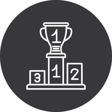 Kazanan kupa vektör ikonu. biçim düz yuvarlak sembol, gri renk, yuvarlak açılar, beyaz arkaplan