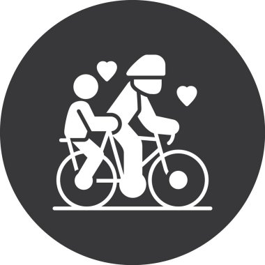 Kalp ikonuna sahip bisiklet çifti, vektör tasarımı