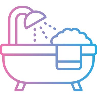 Küvet ikonu. Web için küvet vektör simgelerinin özet çizimi