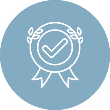 Rozet vektör simgesi. bu yuvarlak düz sembol beyaz arkaplan üzerinde cyan ve mavi renklerle çizilir.