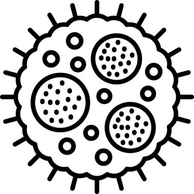 Coronavirus covid 19 simgesi dış hatlar biçiminde izole edilmiş vektör çizimi