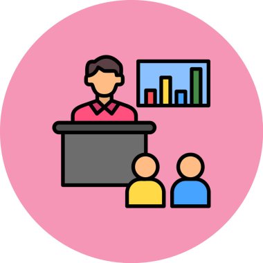 konferans sunum simgesi renk ince çizgi