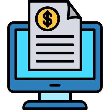 Dolar işaretli bilgisayar bilgisayarı. özet vektör simgesi