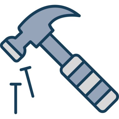 Çekiç inşaat aracı simgesi doldurulmuş dış hat biçimi