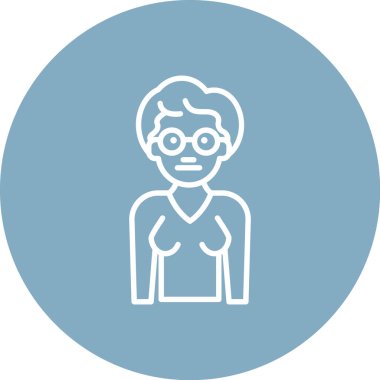 Kısa saçlı, kısa kazaklı ve gözlüklü kadın avatar, kadın simgesi