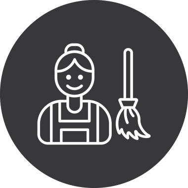 Temizlik ve servis simgesinin vektör çizimi. Stok için temizlik ve ev işi vektör simgesi koleksiyonu.