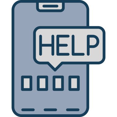 yardım telefon simgesi, vektör illüstrasyonu