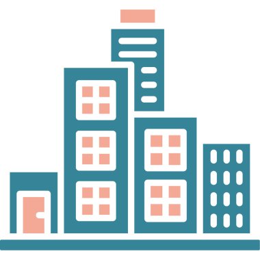 Binalar şehir simgesi. Web için şehir mimarisi simgelerinin basit bir illüstrasyonu